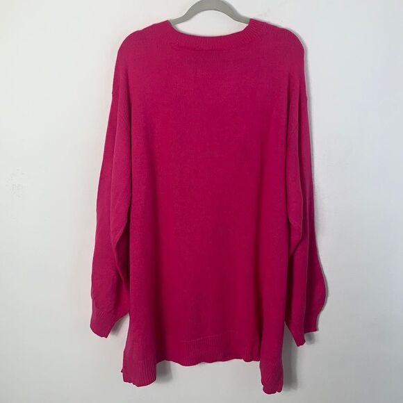 NWT Lane Bryant Pink Blouson Sleeve V-Neck Oversized Tunic Sweater Plus Sz 26/28 - Picture 8 of 10